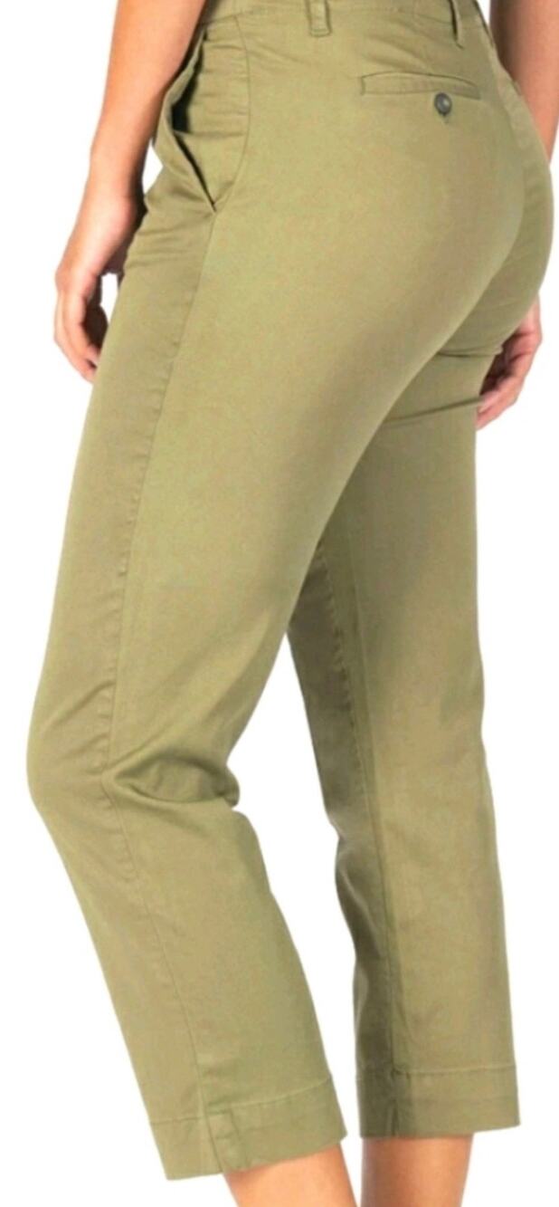 KUT from the Kloth Taylor Crop Trouser Pants Olive Green Womens 10 Minimalist